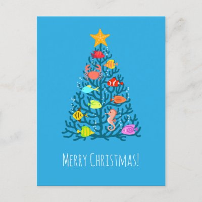 Merry Christmas Undersea Coral Tropical Fish