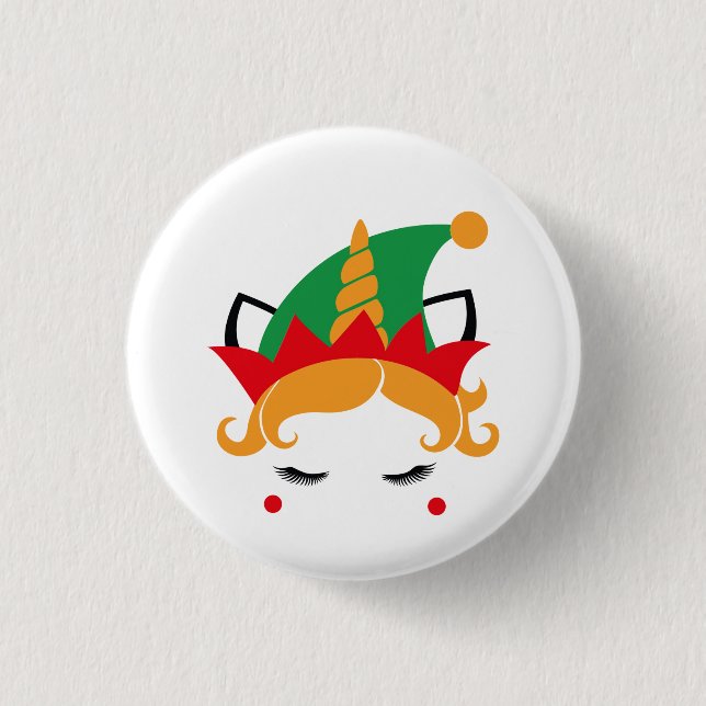 Merry Christmas Unicorn Elf Button (Front)