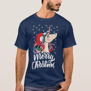 Merry Christmas Unicorn Girls Kids Snowflake Holid T-Shirt
