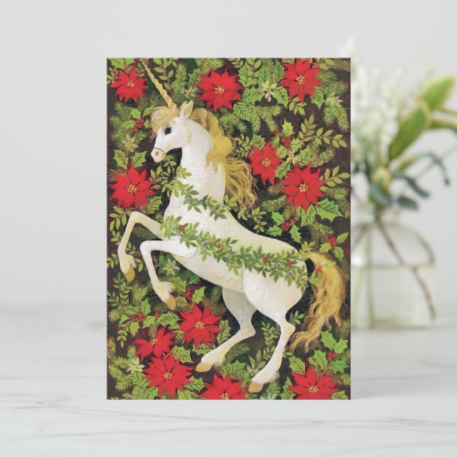 Merry Christmas Unicorn Holiday Card (Standing Front)