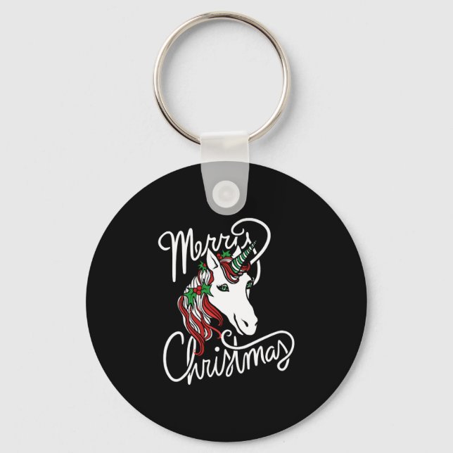merry christmas unicorn keychain (Front)