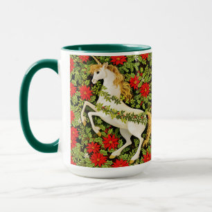 Merry Christmas Unicorn Red Green White Mug