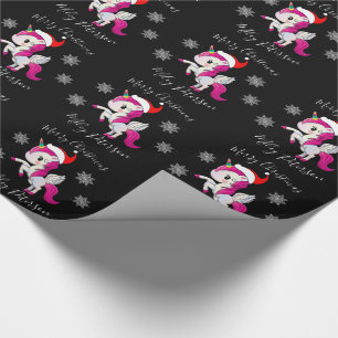 Merry Christmas unicorn & snowflakes personalized Wrapping Paper