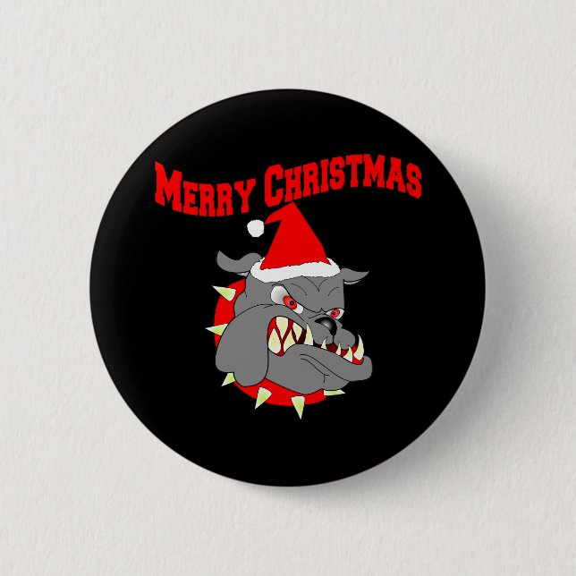 Merry Christmas USMC Devil Dog 2 Inch Round Button (Front)