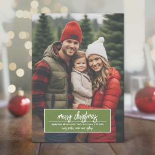 Merry Christmas Vertical Photo Whimsical Branches Holiday Card
