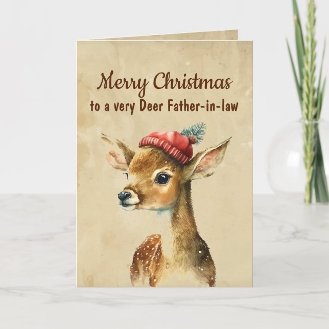 Merry Christmas Very Deer Father-in-law Card (Front)