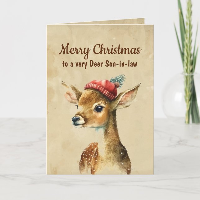Merry Christmas Very Deer Son-in-law Card (Front)