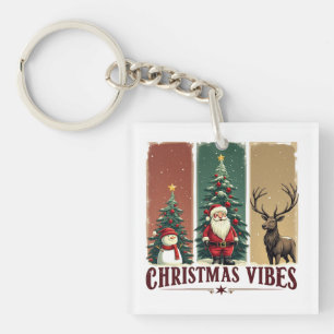 Merry Christmas Vibes Only Xmas Keychain