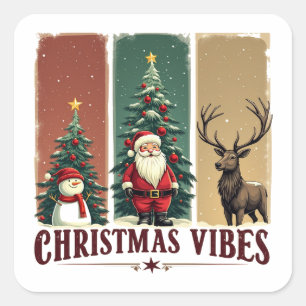 Merry Christmas Vibes Only Xmas Square Sticker