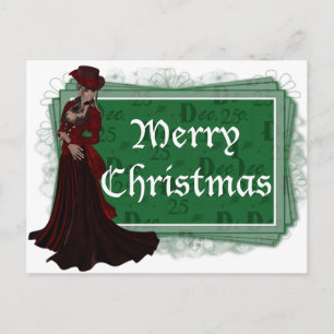 Merry Christmas Victorian Woman 2 Postcards