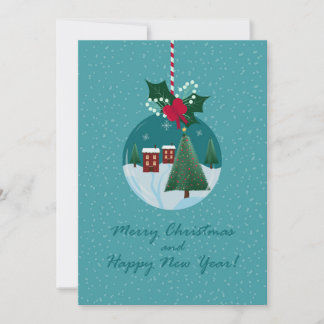 Merry Christmas Village Ornament Card
