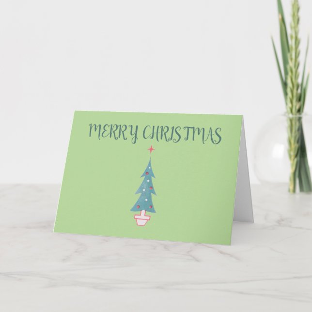 Merry Christmas Vintage 1950s Christmas Tree Card (Front)