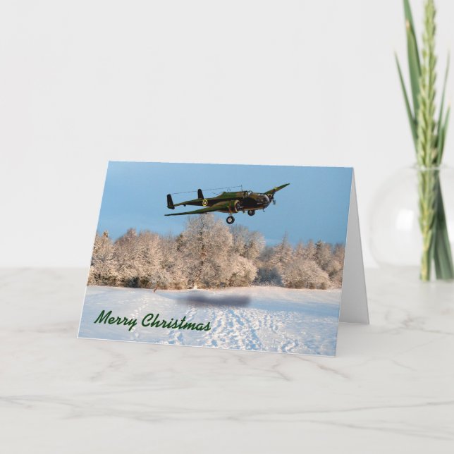 Merry Christmas Vintage Aircraft Card (Front)