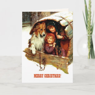 Merry Christmas.Vintage Art  Holiday Card
