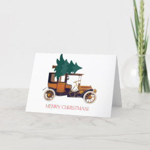 Merry Christmas Vintage Car Blank Holiday Card