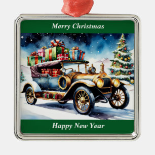 Merry Christmas Vintage Car Ornament