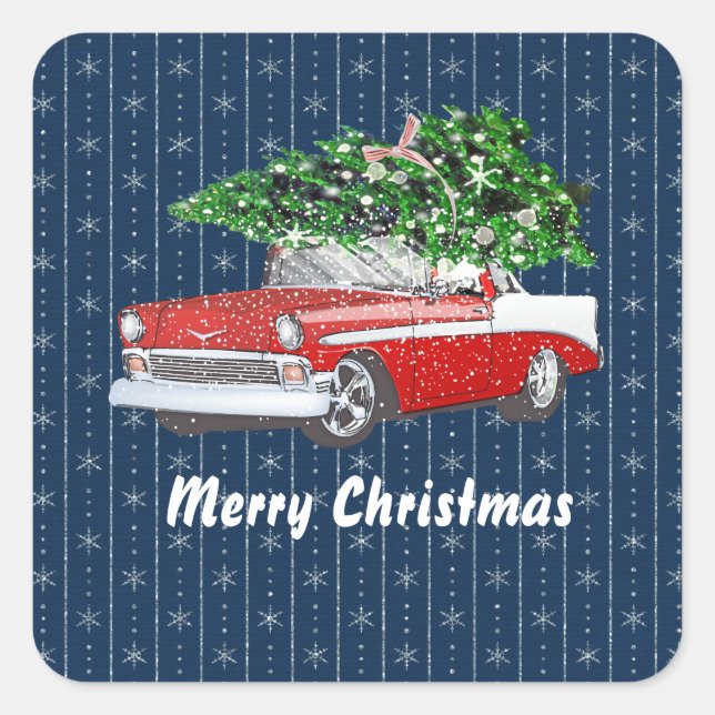 Merry Christmas vintage car stickers (Front)