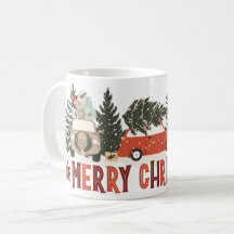 Merry Christmas Vintage Cars and Trees Mug