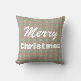 Merry Christmas Vintage Chequered Throw Pillow
