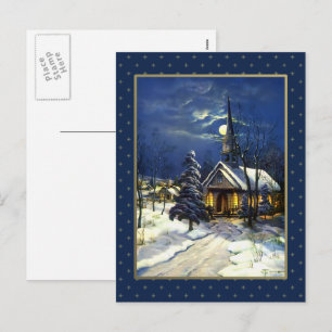 Merry Christmas. Vintage Christmas Church  Holiday Postcard
