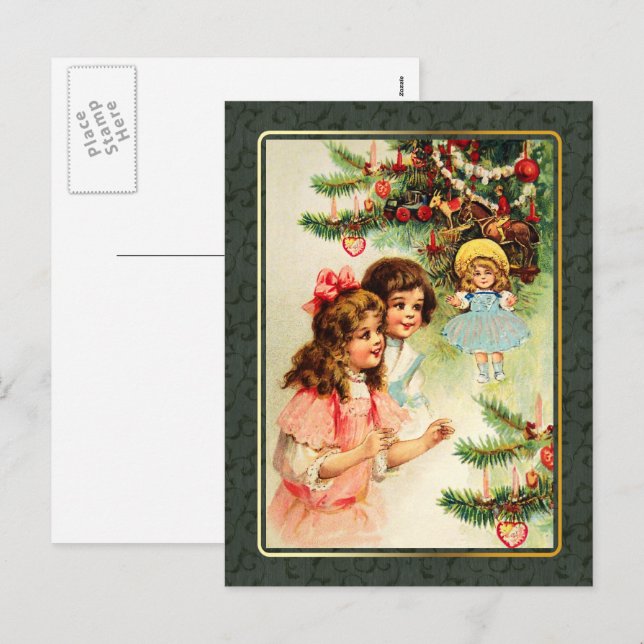 Merry Christmas. Vintage Christmas Scene  Holiday Postcard (Front/Back)