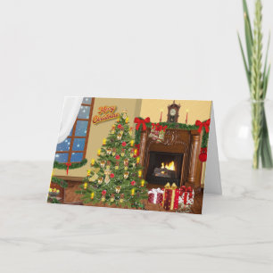 Merry Christmas Vintage Christmas Tree & Gifts Holiday Card