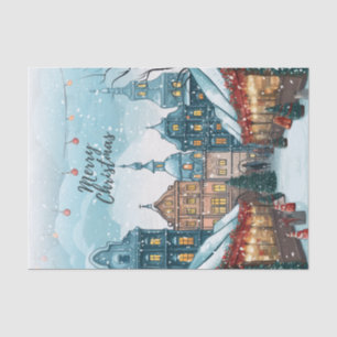 Merry Christmas Vintage City with Decorations Tissue Paper