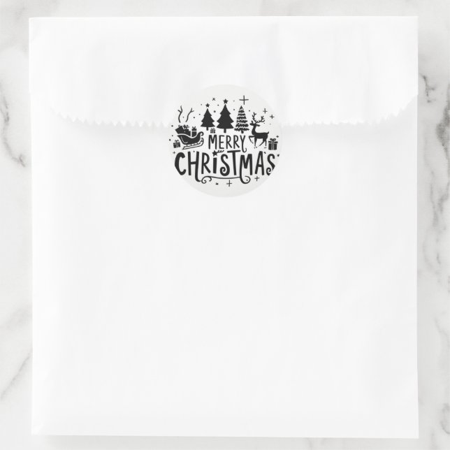 Merry christmas vintage clipart classic round sticker (Bag)