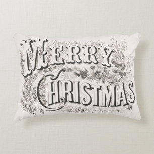 Merry Christmas, Vintage Currier & Ives (reprod) Accent Pillow