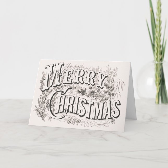 Merry Christmas, Vintage Currier & Ives (reprod) Card (Front)