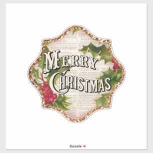 Merry Christmas Vintage Custom-Cut Vinyl Sticker
