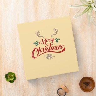 Merry Christmas Vintage Design   Red & Green Binder