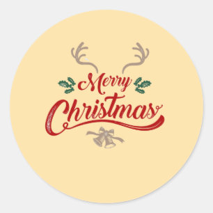 Merry Christmas Vintage Design   Red & Green Classic Round Sticker