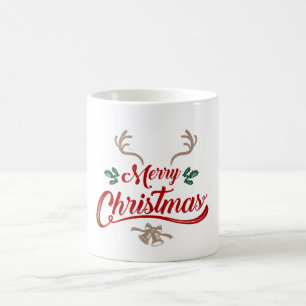 Merry Christmas Vintage Design Red & Green Coffee Mug
