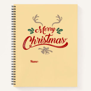Merry Christmas Vintage Design   Red & Green Notebook