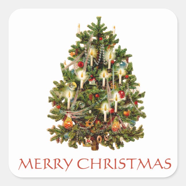 MERRY CHRISTMAS VINTAGE ENVELOPE SEAL STICKER (Front)