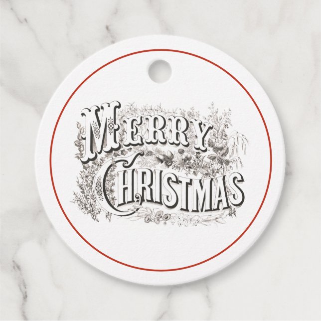 MERRY CHRISTMAS VINTAGE FAVOUR TAGS (Front)