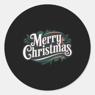 Merry Christmas Vintage Festive Holiday Pink Xmas Classic Round Sticker