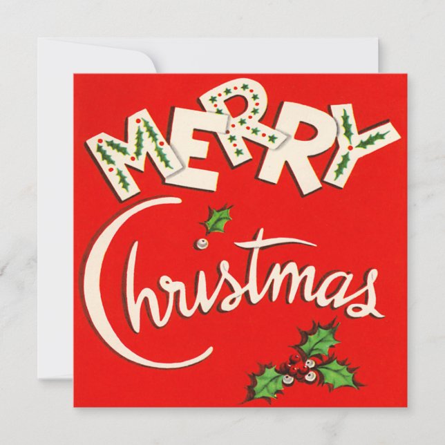 Merry Christmas Vintage Flat Christmas Card (Front)