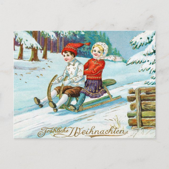 Merry christmas vintage holiday postcard (Front)