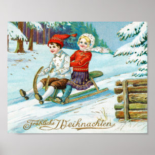 Merry christmas vintage holiday poster
