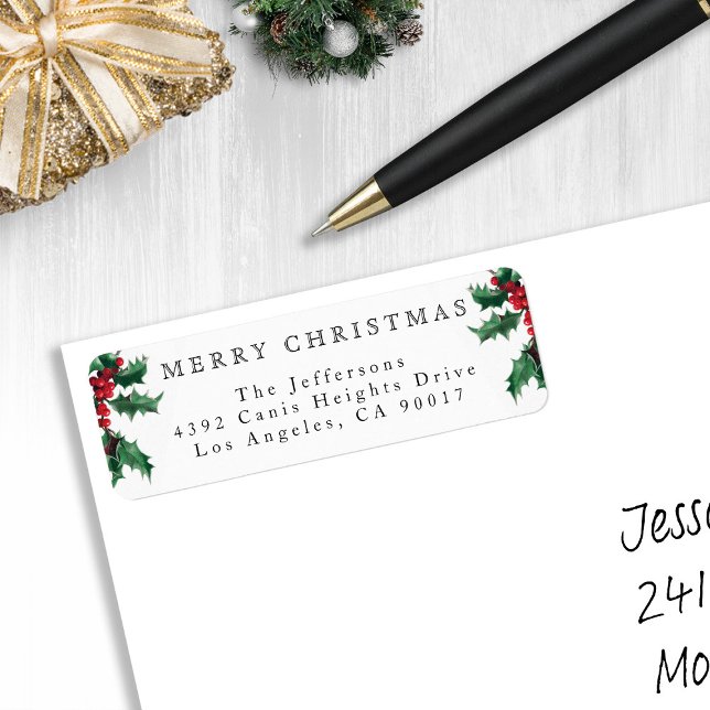 Merry Christmas Vintage Holly Berries White (Merry Christmas Vintage Holly Berries White Label
)