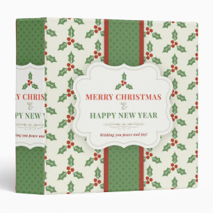 Merry Christmas Vintage Holly Berry Binder