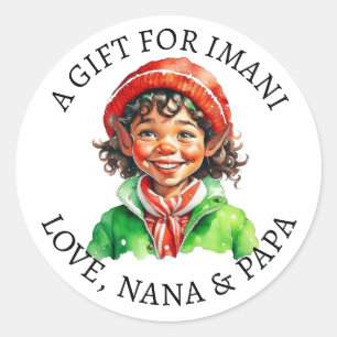 Merry Christmas   Vintage Little Elf Classic Round Sticker