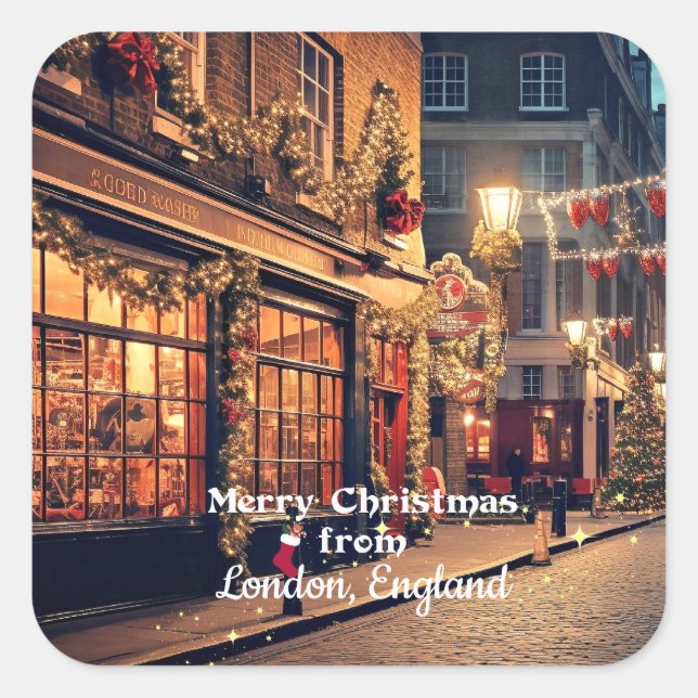 Merry Christmas Vintage London  Square Sticker (Front)