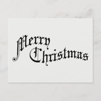 Merry Christmas Vintage Old Fashioned Typography Holiday Postcard