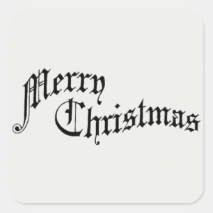 Merry Christmas Vintage Old Fashioned Typography Square Sticker