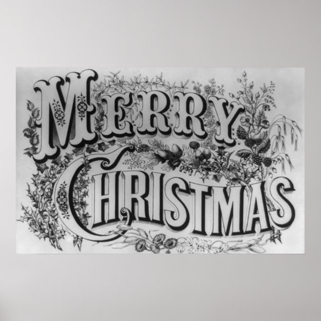Merry Christmas Vintage Poster (Front)