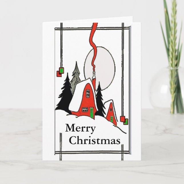 Merry Christmas Vintage Print Holiday Card (Front)
