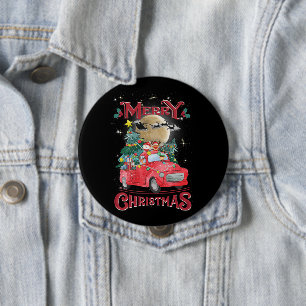 Merry Christmas Vintage Red Santa Truck 4 Inch Round Button